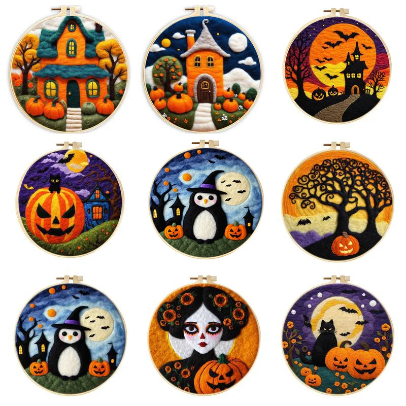 CHENISTORY Halloween Pumpkin Head diy Crafts Wool Needle Felt Set 20x20cm Frame Needle Felting Painting Kit For Home Decoration
CHENISTORY Halloween Pumpkin Head diy Crafts Wool Needle Felt Set 20x20cm Frame Needle Felting Painting Kit For Home Decoration