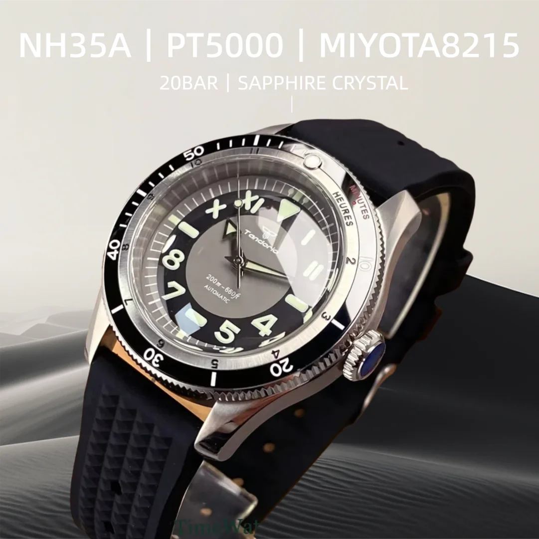 Tandorio NH35A Automatic Watch for Men PT5000 MIYOTA8215 Mechanical 20BAR Waterproof Black Gray Domed Bubble Sapphire Glass 40mm
Tandorio NH35A Automatic Watch for Men PT5000 MIYOTA8215 Mechanical 20BAR Waterproof Black Gray Domed Bubble Sapphire Glass 40mm