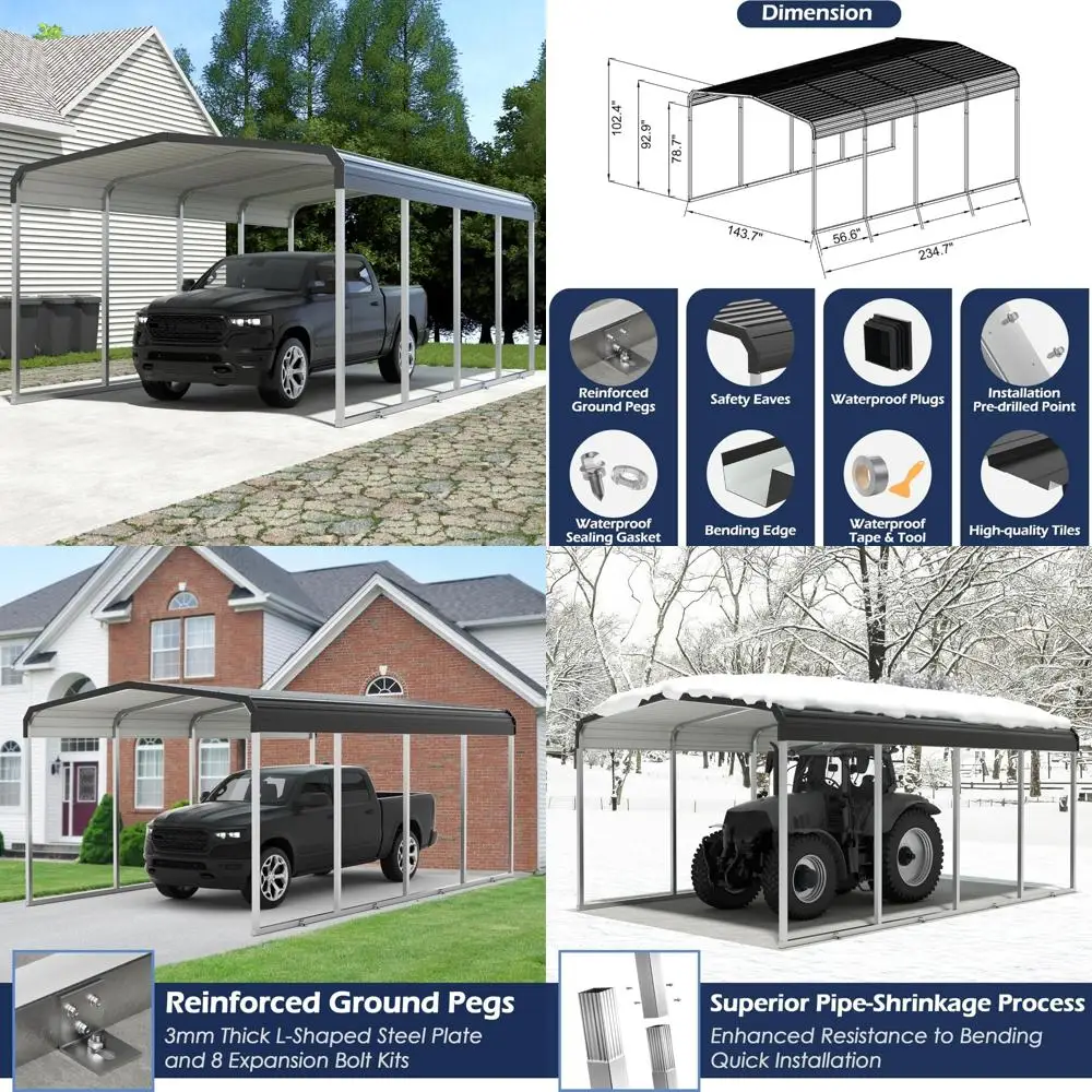 12x20 ft metal carport, heavy duty carport canopy with galvanized steel frame and roof, outdoor storage shed, car tent garage s
12x20 ft metal carport, heavy duty carport canopy with galvanized steel frame and roof, outdoor storage shed, car tent garage s