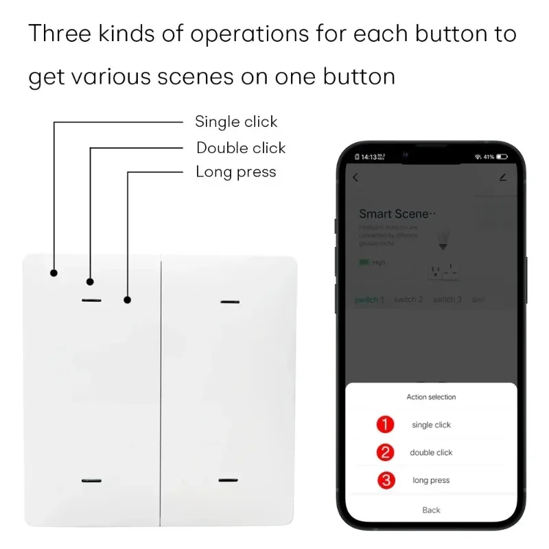 Tuya ZigBee Wireless Smart Scene Switch 4 Gang Push Button Controller with Remote Dimmer for Home Automation Scenario
Tuya ZigBee Wireless Smart Scene Switch 4 Gang Push Button Controller with Remote Dimmer for Home Automation Scenario