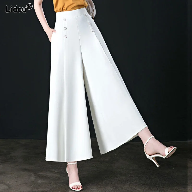 Vintage Loose Straight Solid Color Button Wide Leg Pants Pockets Elastic Waist Comfortable Summer Thin Women's ClothingS137
Vintage Loose Straight Solid Color Button Wide Leg Pants Pockets Elastic Waist Comfortable Summer Thin Women's ClothingS137