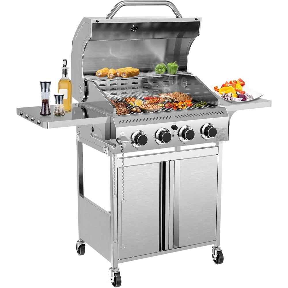 R.W.FLAME 4-Burner Gas BBQ Grill, ASTM 304 Stainless Steel Propane Grill with 32000 BTU, Outdoor Grill with Top Cover Lid,Wheels
R.W.FLAME 4-Burner Gas BBQ Grill, ASTM 304 Stainless Steel Propane Grill with 32000 BTU, Outdoor Grill with Top Cover Lid,Wheels