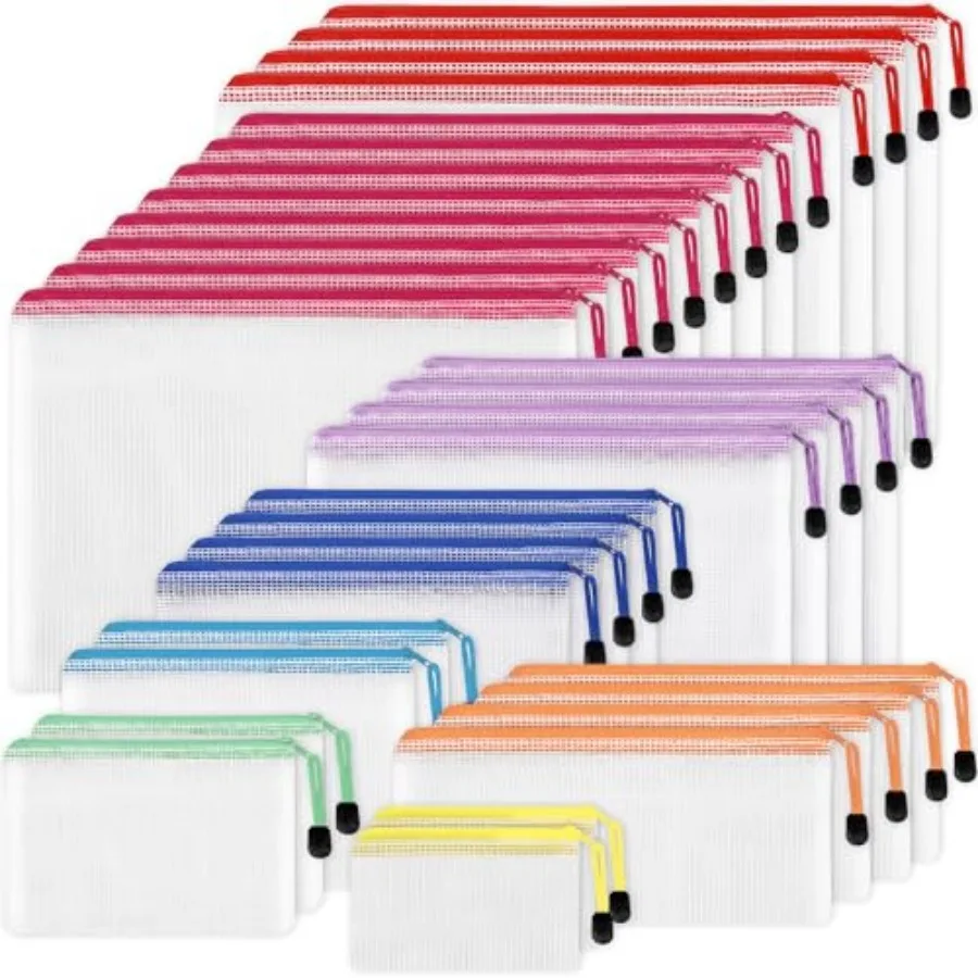 30pcs Mesh Zipper Pouch Bags, 8 Sizes Plastic Zipper Bags, 8 Colors Waterproof Zipper Pouches for Organization, Multipurpose fo
30pcs Mesh Zipper Pouch Bags, 8 Sizes Plastic Zipper Bags, 8 Colors Waterproof Zipper Pouches for Organization, Multipurpose fo