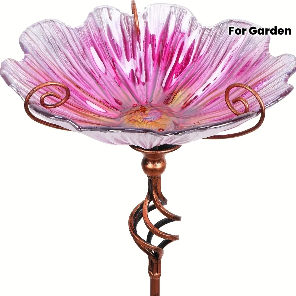 31" Elegant Pink Glass Birdbath with Metal Stake - Outdoor Garden Decor, Intricate Swirling Design, No Power Needed, Perfect for Mother’s Day or Year-Round Use
31" Elegant Pink Glass Birdbath with Metal Stake - Outdoor Garden Decor, Intricate Swirling Design, No Power Needed, Perfect for Mother’s Day or Year-Round Use