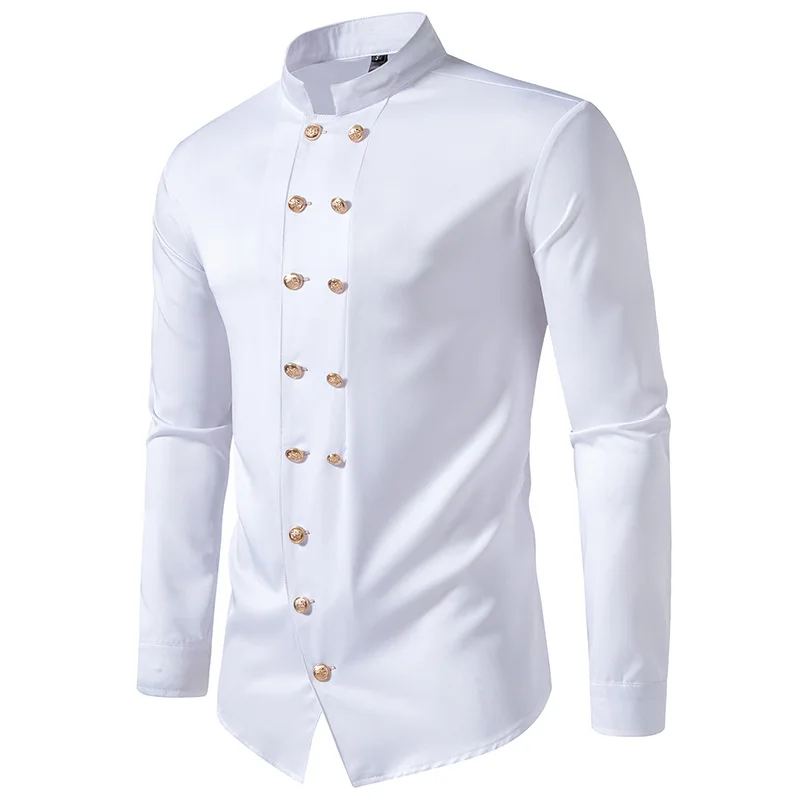 White Double Breasted Tuxedo Shirt Men 2023 Brand Long Sleeve Stand Collar Dress Shirts Men Party Wedding Prom Chemise Homme XXL
White Double Breasted Tuxedo Shirt Men 2023 Brand Long Sleeve Stand Collar Dress Shirts Men Party Wedding Prom Chemise Homme XXL
