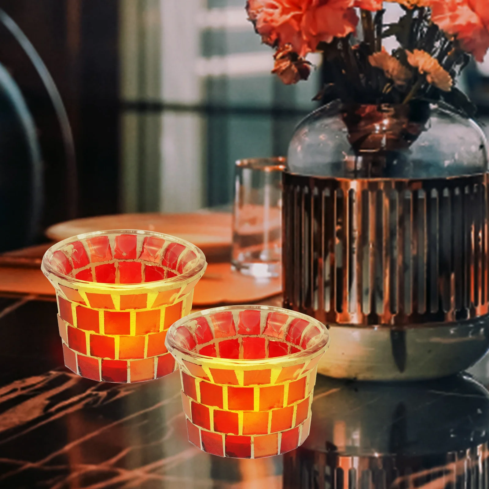 4Pcs Glass Holders for Tea Lights Unique Patch Design Flame Flicker Shadow Effect Living Room Window Decorative Stand
4Pcs Glass Holders for Tea Lights Unique Patch Design Flame Flicker Shadow Effect Living Room Window Decorative Stand