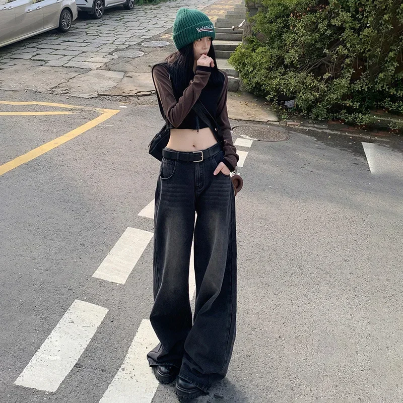 Pop American Style High Waist Straight Leg Jeans Women's Slimming Tall Loose Floor-Length Wide Leg Pants Autumn New Arrival
Pop American Style High Waist Straight Leg Jeans Women's Slimming Tall Loose Floor-Length Wide Leg Pants Autumn New Arrival