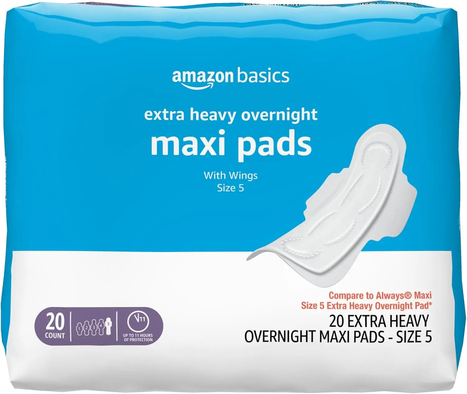 Thick Maxi Pads with Wings for Periods, Extra Heavy Overnight Absorbency, Absorbent Core, Stay in Place Protection, Unscented, Size 5, 20 Count (Previously Solimo)
Thick Maxi Pads with Wings for Periods, Extra Heavy Overnight Absorbency, Absorbent Core, Stay in Place Protection, Unscented, Size 5, 20 Count (Previously Solimo)