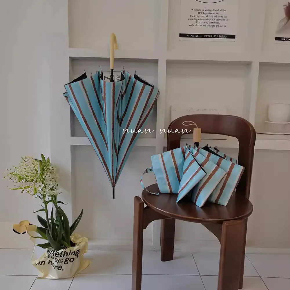 Vintage Stripe Umbrella UV Protection Handle Parasol Auto Open Sun Rain Two Use Lightweight Compact Travel Umbrella for Women
Vintage Stripe Umbrella UV Protection Handle Parasol Auto Open Sun Rain Two Use Lightweight Compact Travel Umbrella for Women