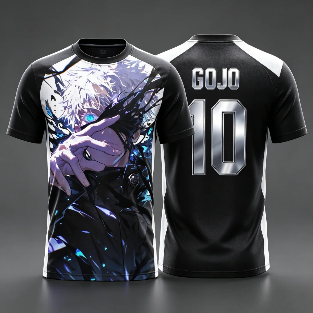 Anime Jujutsu Kaisen Gojo Satoru Football Jersey GOJO 10 Print Sport Unisex Breathable T-shirt Harajuku Streetwear Cosplay Tee
Anime Jujutsu Kaisen Gojo Satoru Football Jersey GOJO 10 Print Sport Unisex Breathable T-shirt Harajuku Streetwear Cosplay Tee