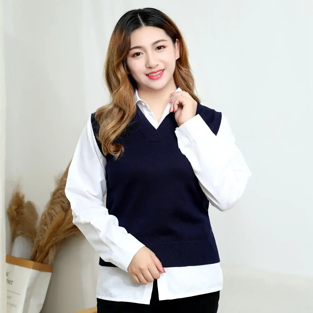 Woman Loose Size XL XXL 3XL 4XL Black V-neck Korean Style Vest Sleeveless Solid Color Thin Knitted Sweater
Woman Loose Size XL XXL 3XL 4XL Black V-neck Korean Style Vest Sleeveless Solid Color Thin Knitted Sweater