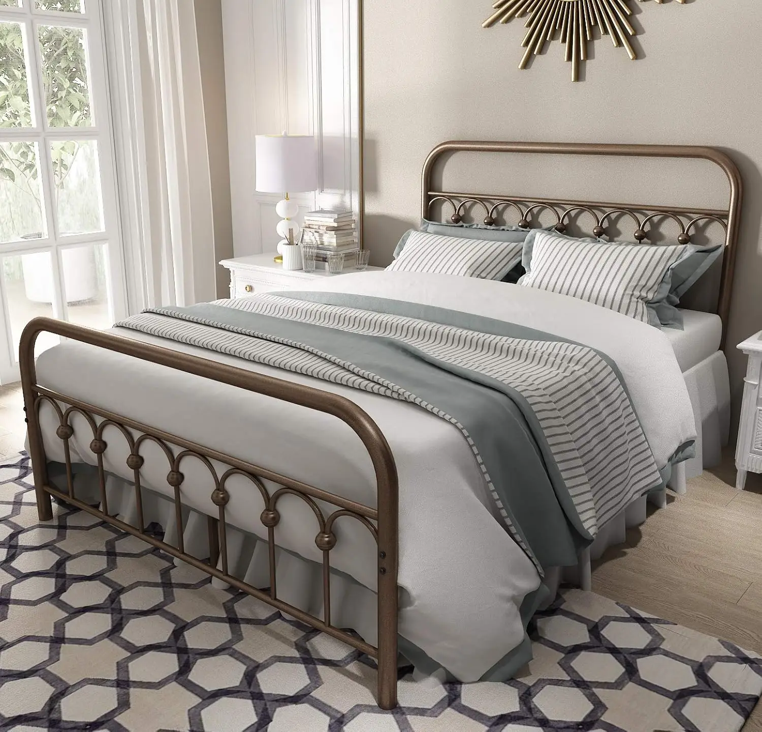 Vintage Sturdy Full Size Metal Bed Frame With Headboard And Footboard Basic Bed Frame No Box Spring Needed,Antique Brown
Vintage Sturdy Full Size Metal Bed Frame With Headboard And Footboard Basic Bed Frame No Box Spring Needed,Antique Brown