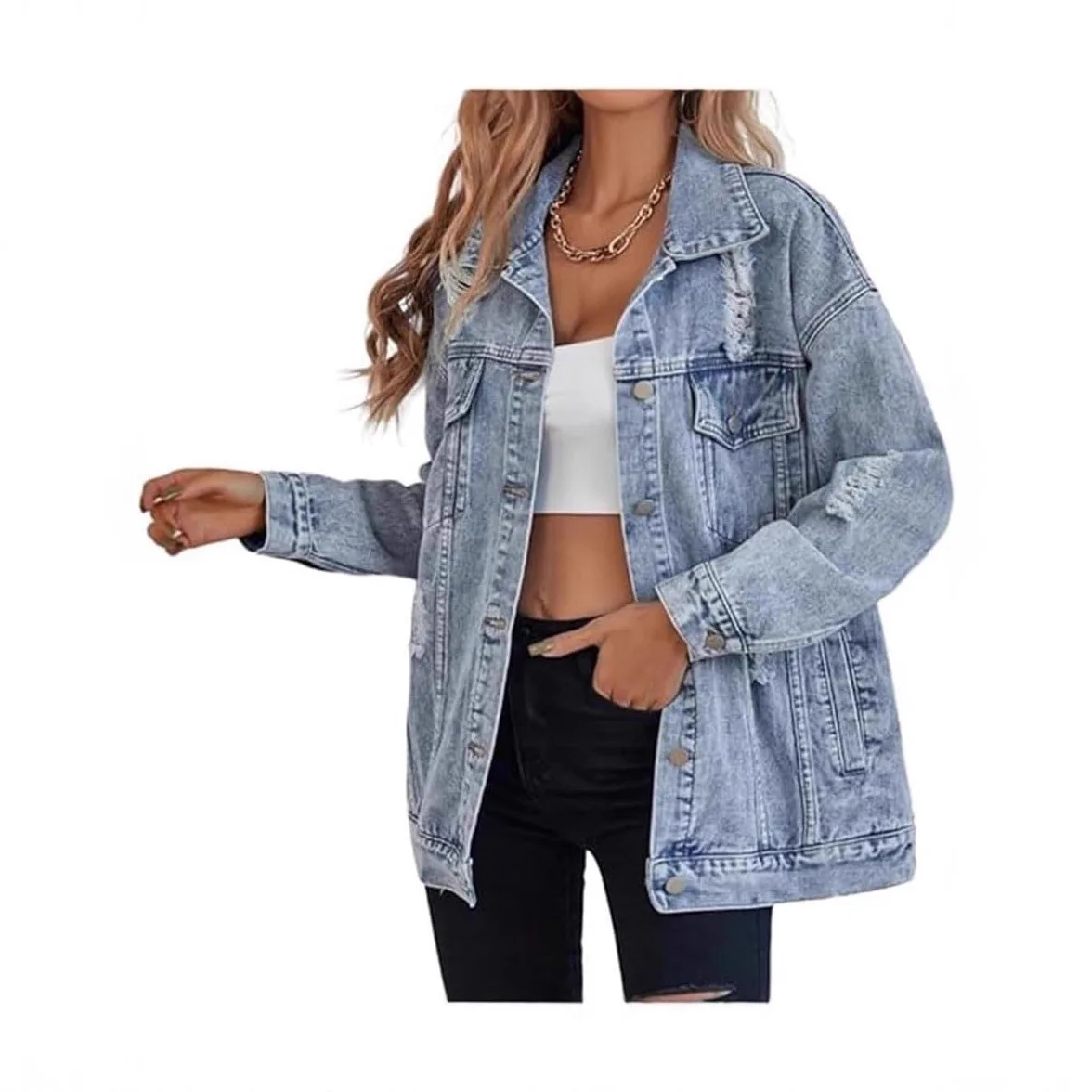 European and American women's clothing new ripped denim jacket fashion denim jacket loose and old jacket
European and American women's clothing new ripped denim jacket fashion denim jacket loose and old jacket