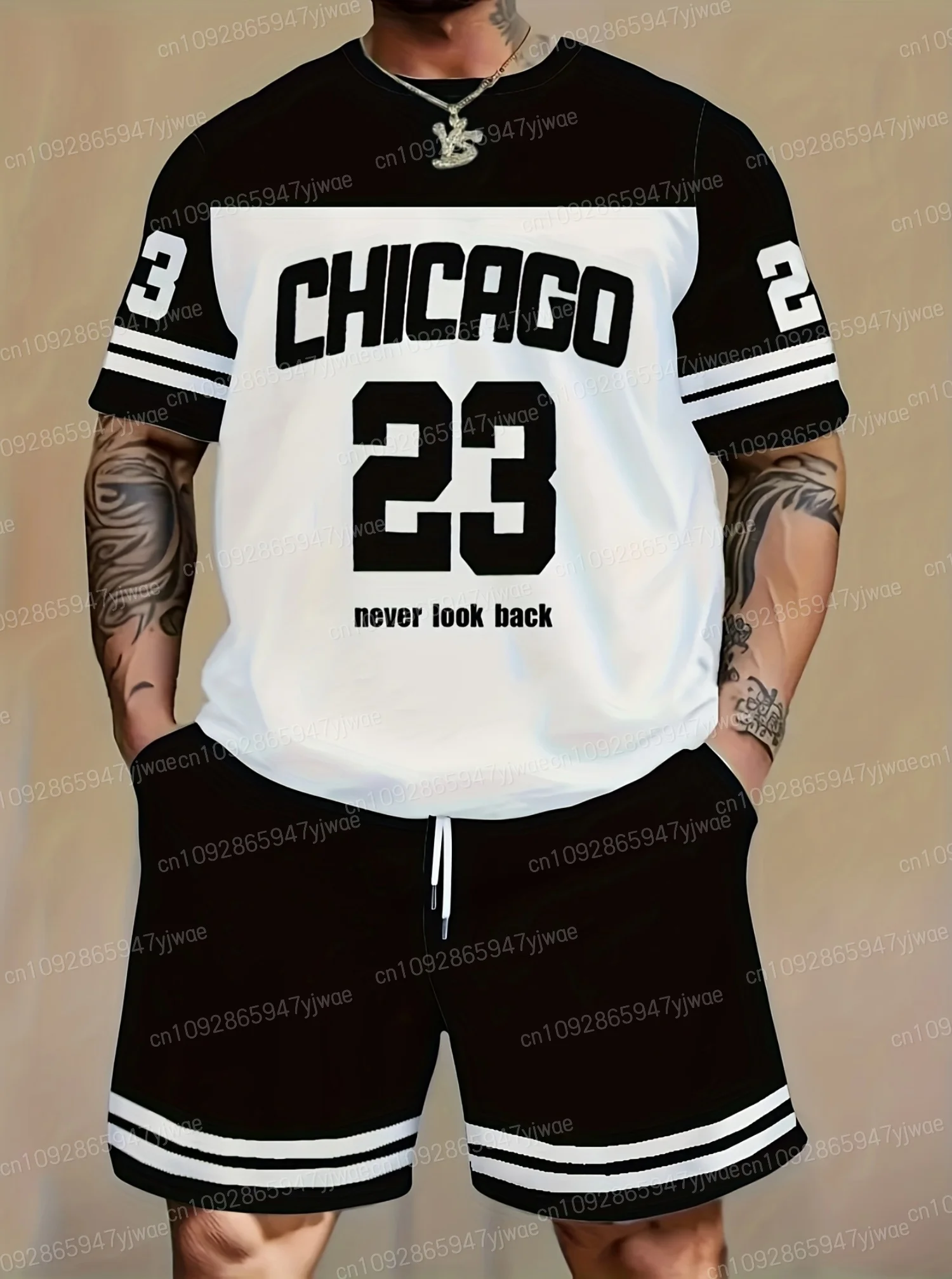 2025 Summer Polyester Lightweight Chiago 23 Print Men's Short Sleeve T-Shirt Shorts Set Adult Tracksuit Jogging 2 Piece Set
2025 Summer Polyester Lightweight Chiago 23 Print Men's Short Sleeve T-Shirt Shorts Set Adult Tracksuit Jogging 2 Piece Set