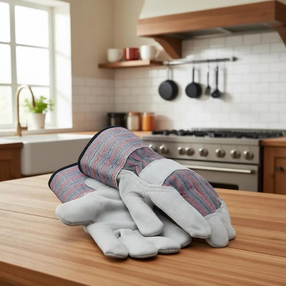 Кожаные рабочие перчатки с защитой от порезов, большие, с синей полосой, упаковка 12 шт.
Кожаные рабочие перчатки с защитой от порезов, большие, с синей полосой, упаковка 12 шт.