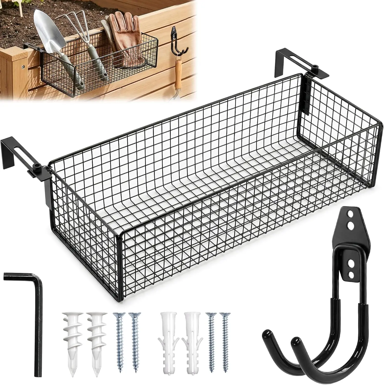 Metal Raised Garden Bed Hanging Storage Basket Includes Hooks, 15.6 x 5.8 x 3.8in Flower Bed Clip-On Hanging Organizer B
Metal Raised Garden Bed Hanging Storage Basket Includes Hooks, 15.6 x 5.8 x 3.8in Flower Bed Clip-On Hanging Organizer B
