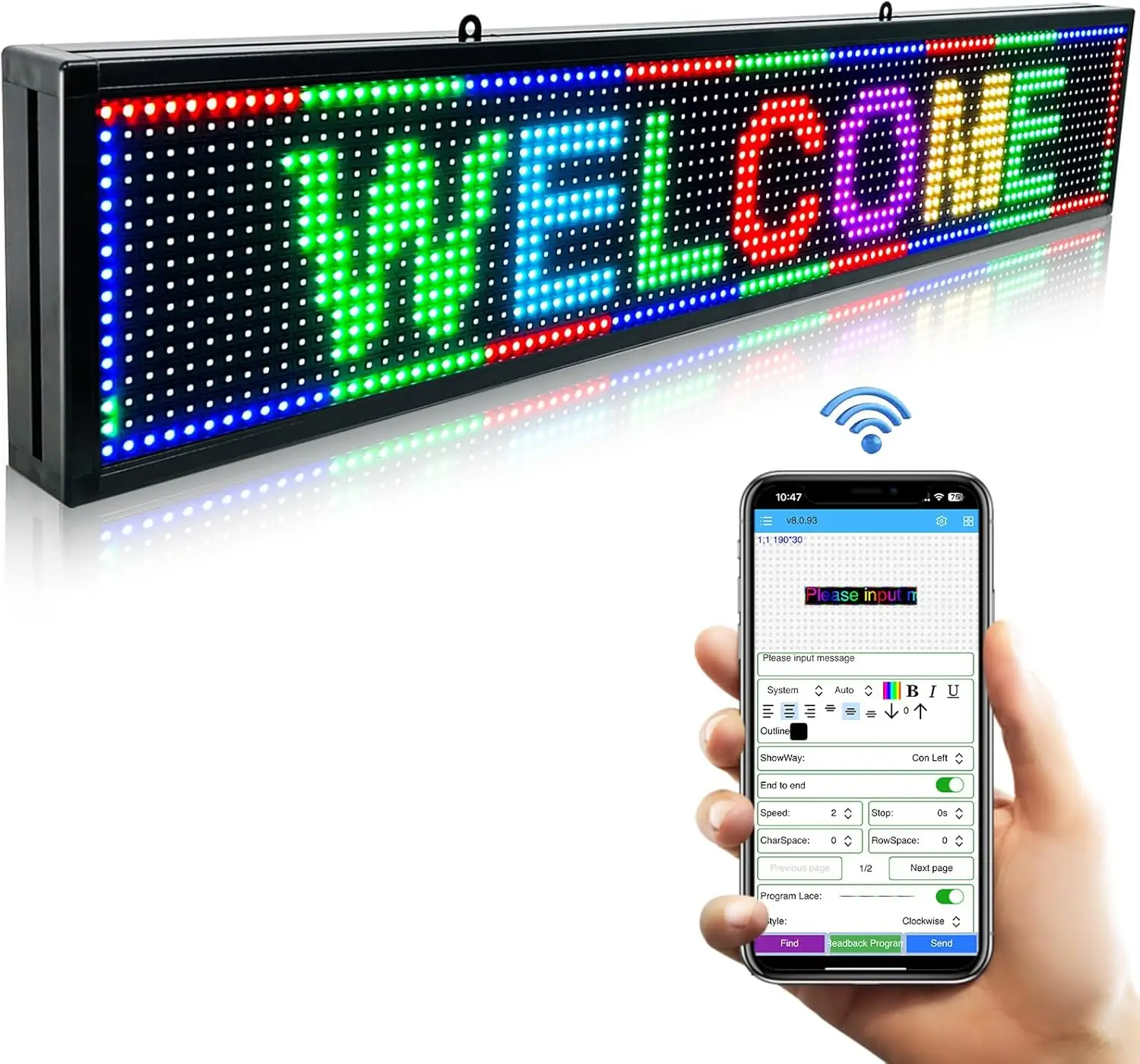 39x8 Inch Programmable Scrolling LED Sign Board for Business Outdoor Display
39x8 Inch Programmable Scrolling LED Sign Board for Business Outdoor Display