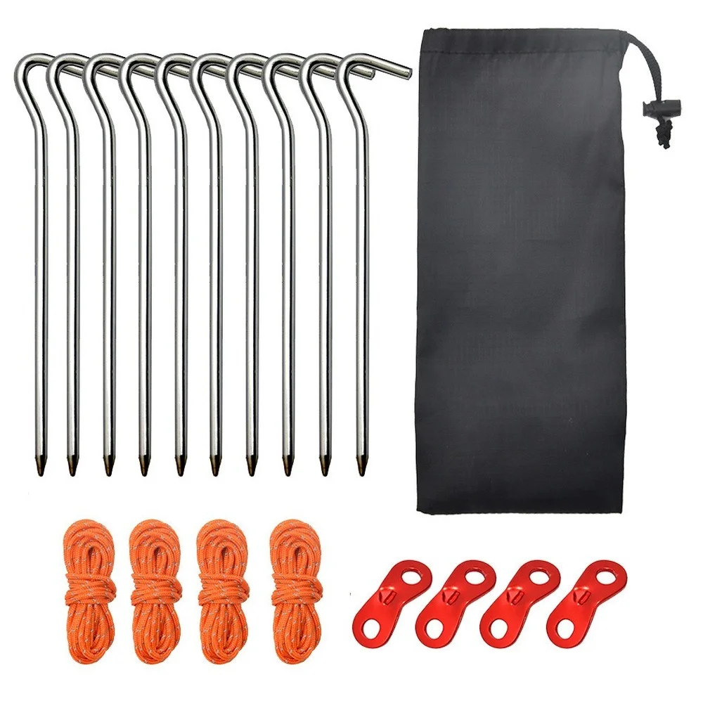 Outdoor Camping Tent Stake Pegs with Guyline Guy Rope, Adjuster Tensioner, Backpacking, Hiking, 10 Pieces
Outdoor Camping Tent Stake Pegs with Guyline Guy Rope, Adjuster Tensioner, Backpacking, Hiking, 10 Pieces