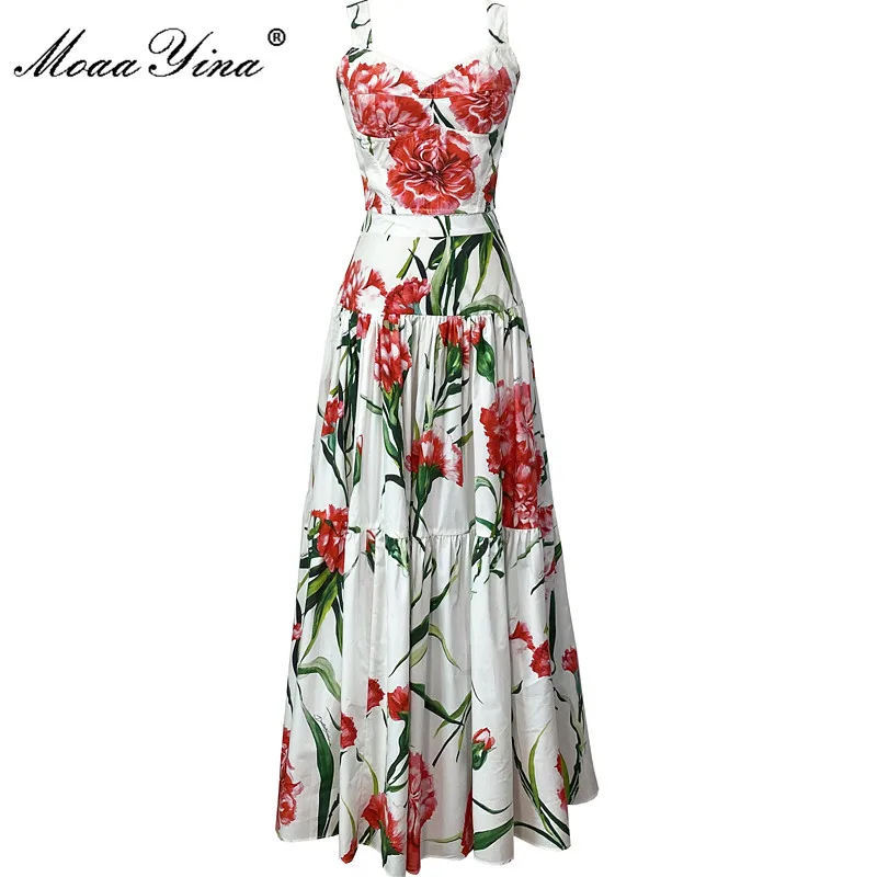 MoaaYina Designer Summer Cotton Skirts Suit Women's Short Spaghetti Strap Top+High waist Floral print Skirts Two Pieces Set
MoaaYina Designer Summer Cotton Skirts Suit Women's Short Spaghetti Strap Top+High waist Floral print Skirts Two Pieces Set