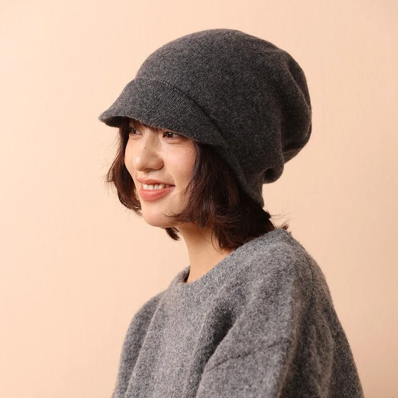 Вязаная шерстяная шапка из 100% шерсти, женская зимняя теплая шапка с защитой ушей, штабелируемая шляпа с маленькими полями для лица, модная шерстяная шапка 
Вязаная шерстяная шапка из 100% шерсти, женская зимняя теплая шапка с защитой ушей, штабелируемая шляпа с маленькими полями для лица, модная шерстяная шапка