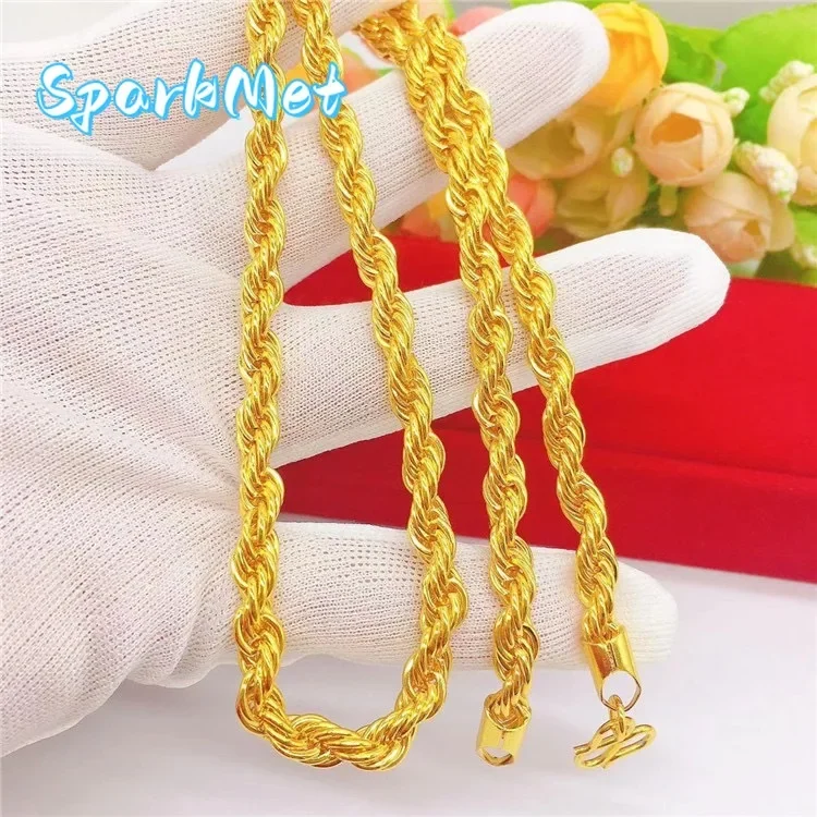 Sparkmet 9999 pure gold deep-fried dough sticks twisted necklace 60cm long 24K pure men's gold necklace gold jewelry gifts
Sparkmet 9999 pure gold deep-fried dough sticks twisted necklace 60cm long 24K pure men's gold necklace gold jewelry gifts