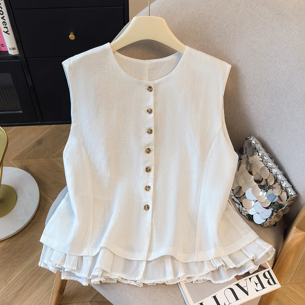 plus Size Women's Slimming Age-Defying Linen Vest Spring Summer New Style Sleeveless round Neck Open Cardigan Top
plus Size Women's Slimming Age-Defying Linen Vest Spring Summer New Style Sleeveless round Neck Open Cardigan Top