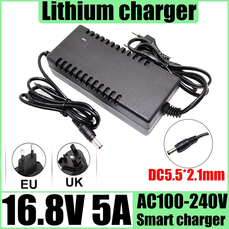 16.8V 5A Lithium Battery Charger for 4s 14.8V Li-ion Battery Pack with DC.5* 2.5mm Plug Fast Charging
16.8V 5A Lithium Battery Charger for 4s 14.8V Li-ion Battery Pack with DC.5* 2.5mm Plug Fast Charging