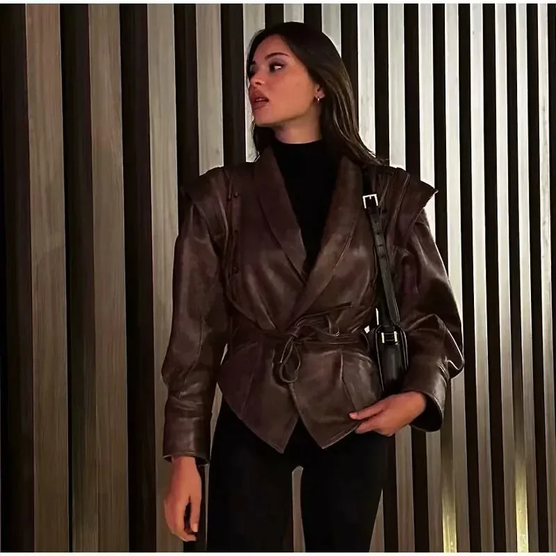 2026 New Women's Street Fashion Design Jacket Brown Belted Waist Cincher Jacket Lapel Long Sleeve Casual Coat For Women LWGD
2026 New Women's Street Fashion Design Jacket Brown Belted Waist Cincher Jacket Lapel Long Sleeve Casual Coat For Women LWGD