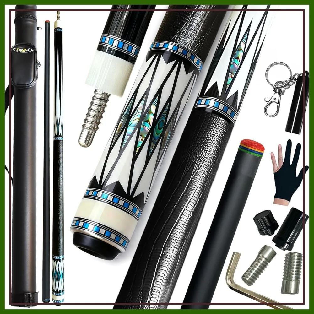 Carbon Fiber Pool Cue Stick with Hard Case, Multi-Weight System 19-21oz, 12.5mm Leather Tip, 3/8x8 Pin, 58" Maple Shaft
Carbon Fiber Pool Cue Stick with Hard Case, Multi-Weight System 19-21oz, 12.5mm Leather Tip, 3/8x8 Pin, 58" Maple Shaft