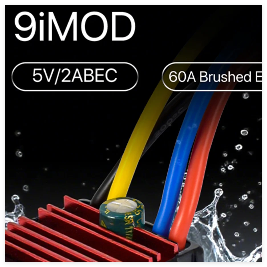 9IMOD 60A Brushed ESC IP65 Waterproof BEC 5V/2A 2-3S Lipo For 550 540 Motors For 1/10 RC Crawler Car Electronic Speed Contr
9IMOD 60A Brushed ESC IP65 Waterproof BEC 5V/2A 2-3S Lipo For 550 540 Motors For 1/10 RC Crawler Car Electronic Speed Contr