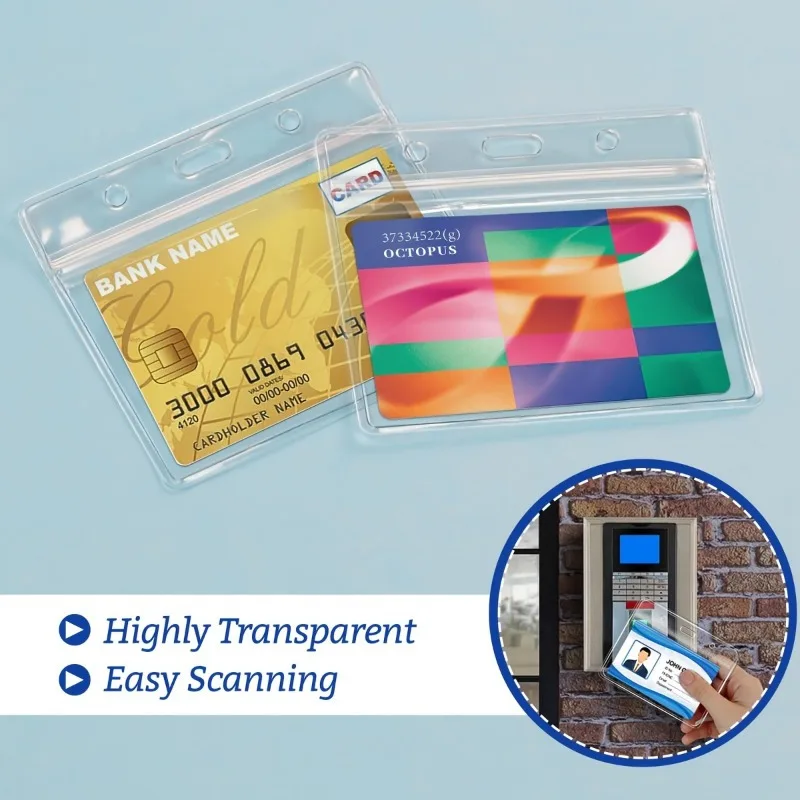 Waterproof Transparent PVC ID Card Holder Wallet - Heavy-Duty Clear Plastic Card Case with Rounded Corners & Hanging Holes
Waterproof Transparent PVC ID Card Holder Wallet - Heavy-Duty Clear Plastic Card Case with Rounded Corners & Hanging Holes