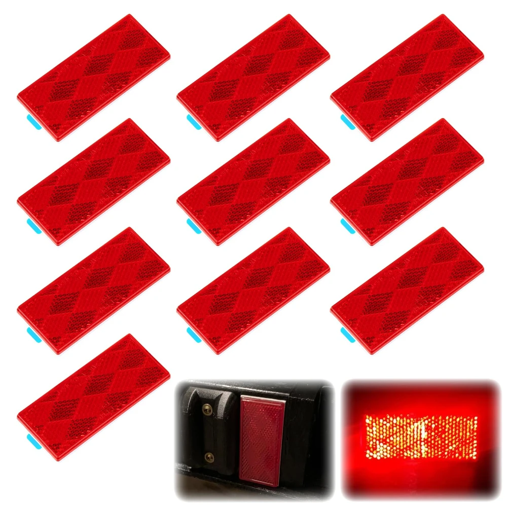 10Pcs Red Rectangle Reflectors Self-Adhesive High Reflectivity Stick On Plate for Motorcycle Truck Trailer RV Boat
10Pcs Red Rectangle Reflectors Self-Adhesive High Reflectivity Stick On Plate for Motorcycle Truck Trailer RV Boat