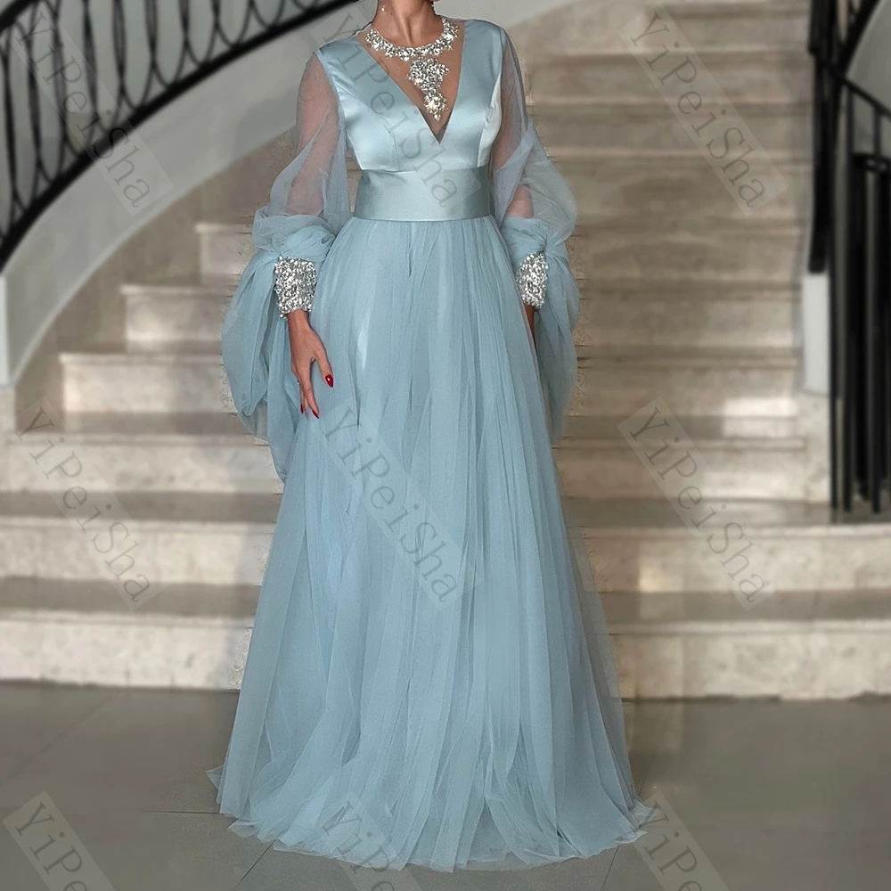 Customized A-line Evening Dresses Floor-length O-neck Full Sleeve Prom Gown Fashion Crystal Simple Draped Exquisite Party Gown
Customized A-line Evening Dresses Floor-length O-neck Full Sleeve Prom Gown Fashion Crystal Simple Draped Exquisite Party Gown