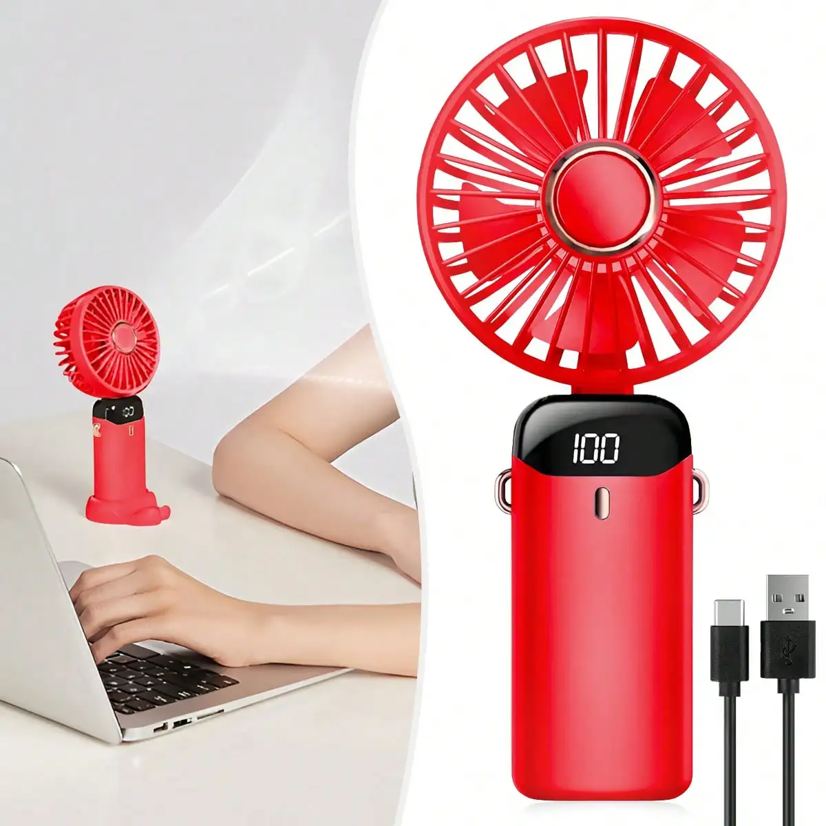 3-In-1 Portable Handheld Foldable Desk Fan, Neck Fan, USB Rechargeable 1200mAh 5 Speed Adjustable, Suitable For Sports, Camping, Beach, Travel, Birthday & Mother's Day Gift, For Men & Women
3-In-1 Portable Handheld Foldable Desk Fan, Neck Fan, USB Rechargeable 1200mAh 5 Speed Adjustable, Suitable For Sports, Camping, Beach, Travel, Birthday & Mother's Day Gift, For Men & Women
