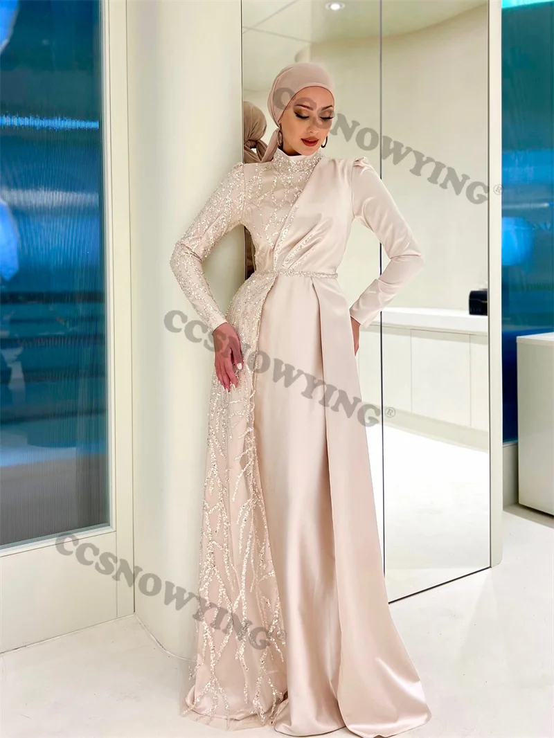 Appliques Beaded Hijab Muslim Evening Dresses Islamic Satin Long Sleeve Formal Party Gown Arabic Kaftan Women Robes De Soirée
Appliques Beaded Hijab Muslim Evening Dresses Islamic Satin Long Sleeve Formal Party Gown Arabic Kaftan Women Robes De Soirée