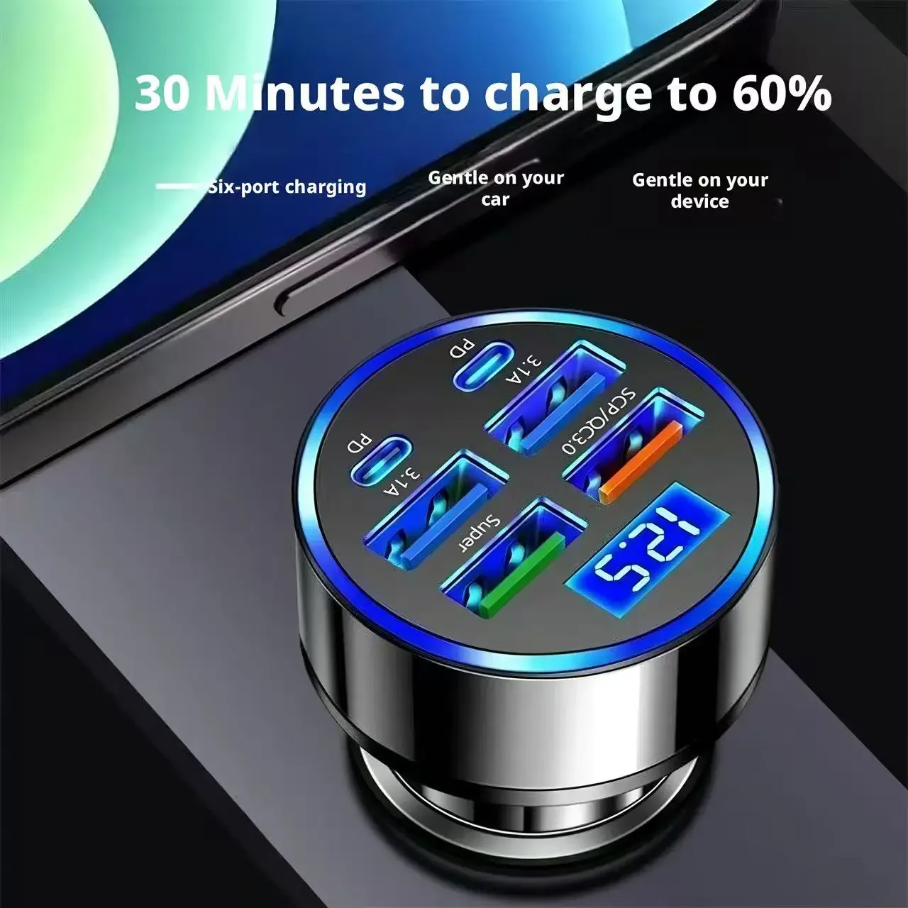 Super Fast Car Charger 6 Ports USB Cigarette Lighter Conversion Plug Multi Hole Quick Charging Car Charger Adapter Universal
Super Fast Car Charger 6 Ports USB Cigarette Lighter Conversion Plug Multi Hole Quick Charging Car Charger Adapter Universal