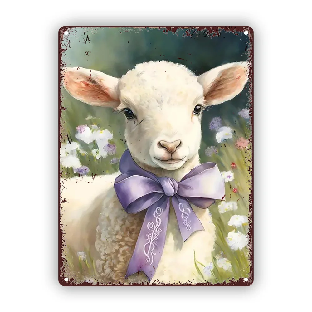 Vintage Lamb Metal Tin Sign - 7.87x11.81" Cute Animal Art with Floral Background & Purple Bow for Home Decor
Vintage Lamb Metal Tin Sign - 7.87x11.81" Cute Animal Art with Floral Background & Purple Bow for Home Decor