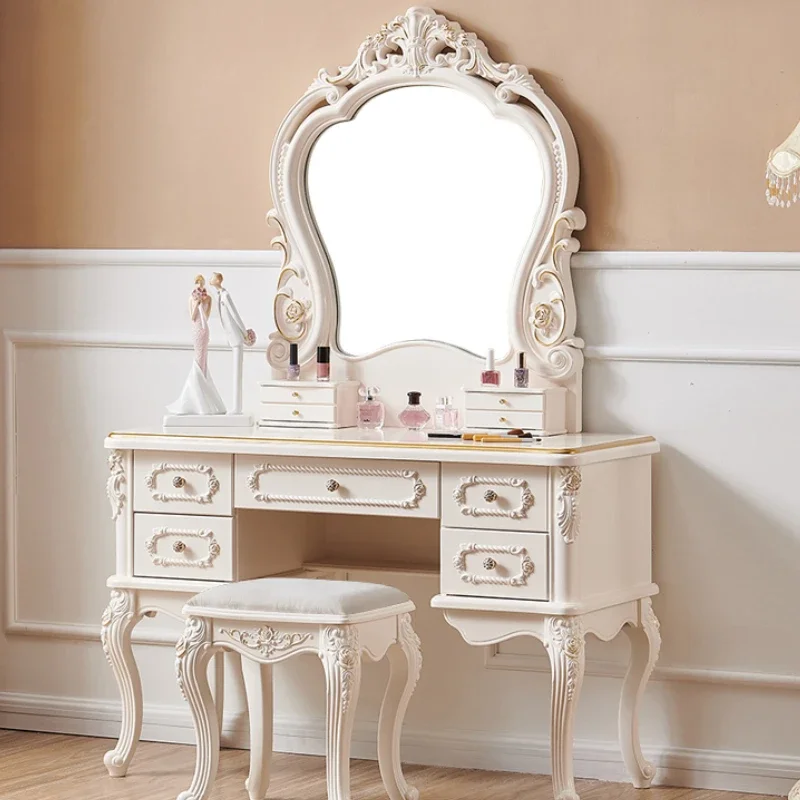 European Bedroom Makeup Table Solid Wood Cream Wind Princess Dressing Table Storage Accessories Penteadeira Home Furniture
European Bedroom Makeup Table Solid Wood Cream Wind Princess Dressing Table Storage Accessories Penteadeira Home Furniture