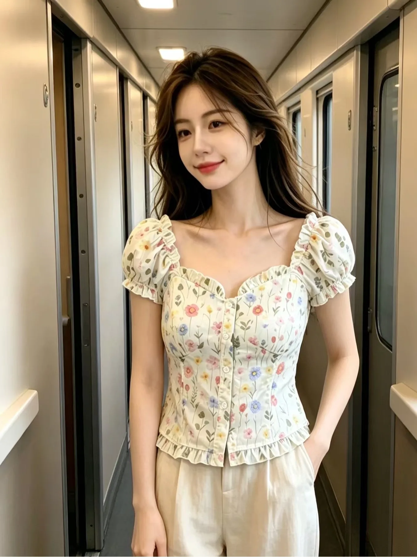Floral Lace Ear Bubble Sleeve Shirt Women's Summer 2026 Slim Fit Waist Cinching Short Sleeve Top Elegant Design Commute Style
Floral Lace Ear Bubble Sleeve Shirt Women's Summer 2026 Slim Fit Waist Cinching Short Sleeve Top Elegant Design Commute Style