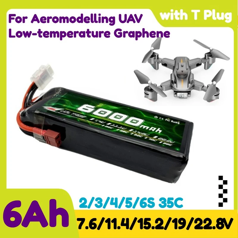6000mAh 2/3/4/5/6S 35C 7.6V/11.4V/15.2V/19V/22.8V Lipo Battery for Aeromodelling UAV Low-temperature Graphene Lithium Battery
6000mAh 2/3/4/5/6S 35C 7.6V/11.4V/15.2V/19V/22.8V Lipo Battery for Aeromodelling UAV Low-temperature Graphene Lithium Battery