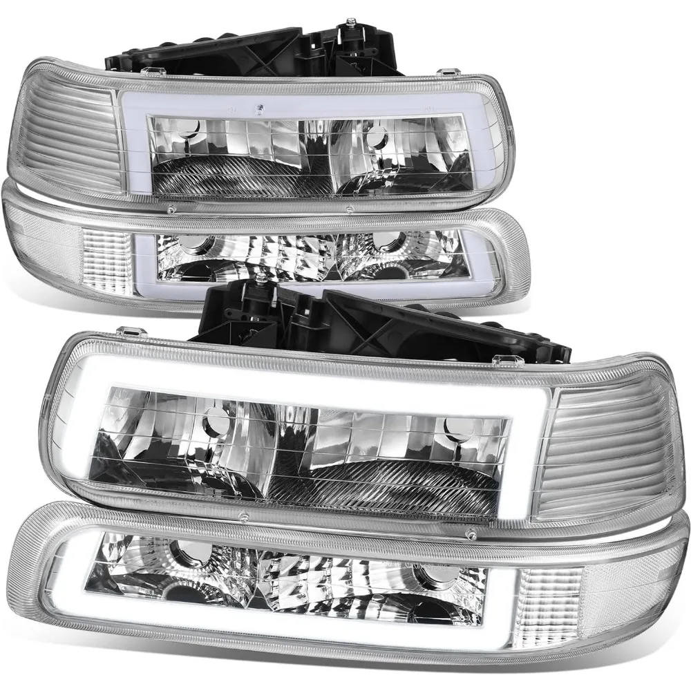 HL-LB5-CSIL99-CH-CL1 Pair of 3D LED DRL Headlights & Bumper Parking Turn Signal Lamps Compatible with 99-02 Silverado 1500 2500
HL-LB5-CSIL99-CH-CL1 Pair of 3D LED DRL Headlights & Bumper Parking Turn Signal Lamps Compatible with 99-02 Silverado 1500 2500