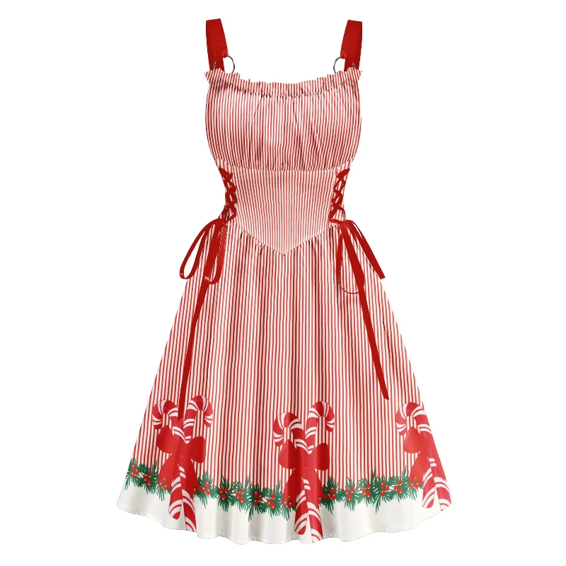 2025 Christmas Atmosphere Hot Selling New Printed Lace up Waist Cinching Elegant Party Suspender Dress for Women
2025 Christmas Atmosphere Hot Selling New Printed Lace up Waist Cinching Elegant Party Suspender Dress for Women