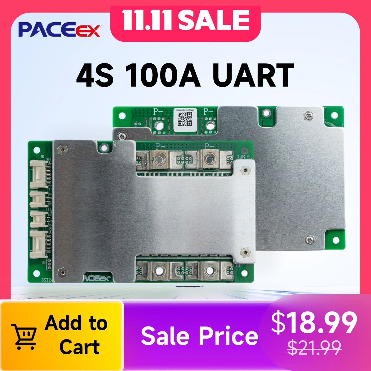 PACEex Lifepo4 BMS 12 В 4S Smart BMS 100A Плата защиты аккумулятора Встроенный BT BMS с серой UART Heat Connect
PACEex Lifepo4 BMS 12 В 4S Smart BMS 100A Плата защиты аккумулятора Встроенный BT BMS с серой UART Heat Connect