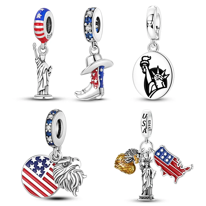 Новые подвески из серебра 925 пробы: Американский флаг, Статуя Свободы. Подходят для женских оригинальных браслетов, DIY украшения, подарки.
Новые подвески из серебра 925 пробы: Американский флаг, Статуя Свободы. Подходят для женских оригинальных браслетов, DIY украшения, подарки.