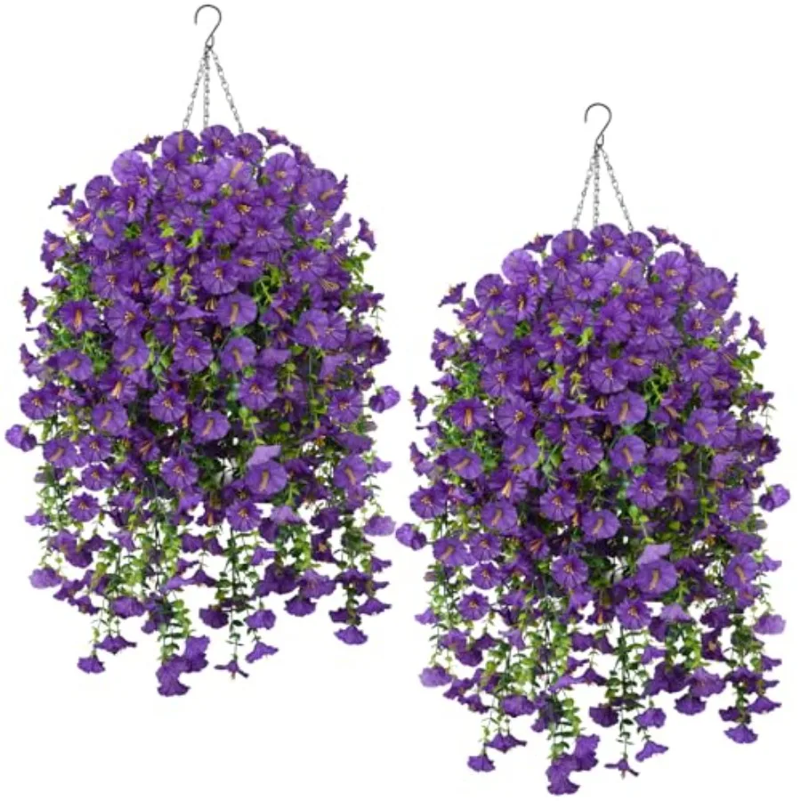 12PCS Fake Hanging Flowers 2 Packs Artificial Hanging Baskets with Fake Petunias Outdoor Flowers Artificial for Porch Balcony G
12PCS Fake Hanging Flowers 2 Packs Artificial Hanging Baskets with Fake Petunias Outdoor Flowers Artificial for Porch Balcony G