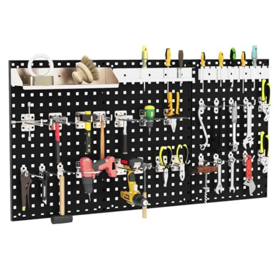 Pegboard Wall Organizer 3 Pieces Metal Pegboard Panels with 25 Hooks Storage Platform and Square Hole Pegboard Kit for Utility
Pegboard Wall Organizer 3 Pieces Metal Pegboard Panels with 25 Hooks Storage Platform and Square Hole Pegboard Kit for Utility