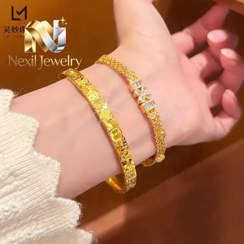 Nexil Jewelry Nexil Jewelry Crushed Ice Blessing Bangle Women's 24K Gold AU999 - Stackable blessing bangle style, layered loo
Nexil Jewelry Nexil Jewelry Crushed Ice Blessing Bangle Women's 24K Gold AU999 - Stackable blessing bangle style, layered loo
