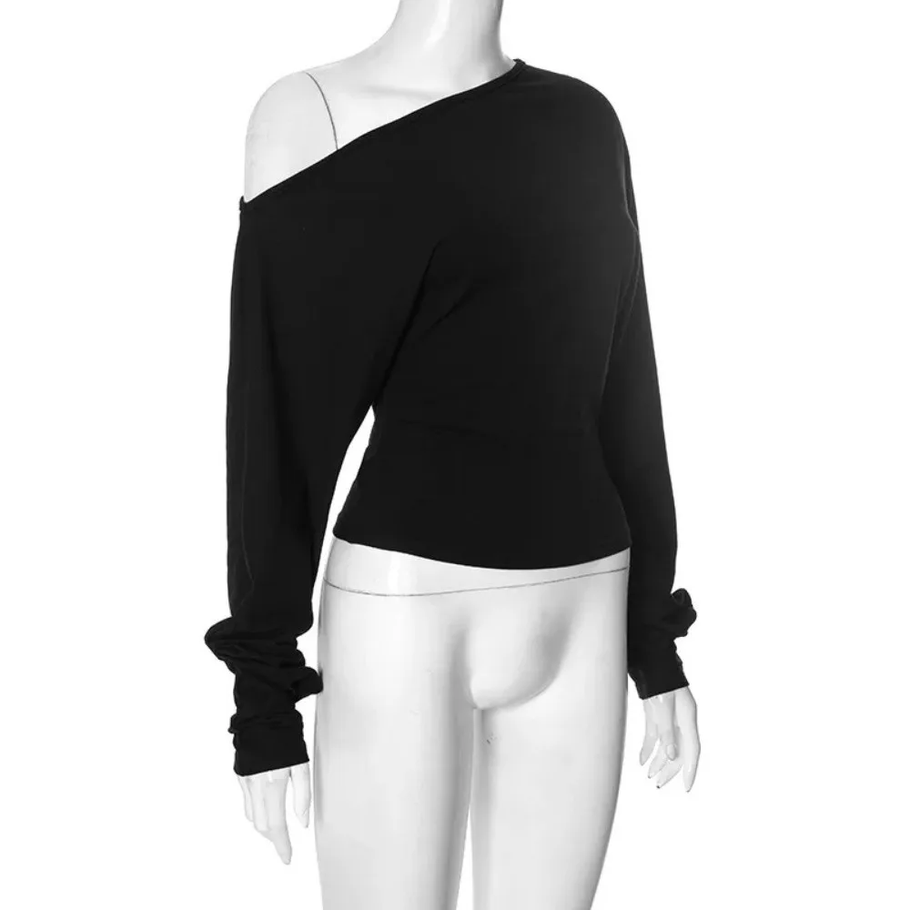 New Solid Color Women T-shirt Inclined Shoulder Slim Fit Long Sleeve Top Batwing Sleeve Sexy Casual Tee Y2K Trend Matching
New Solid Color Women T-shirt Inclined Shoulder Slim Fit Long Sleeve Top Batwing Sleeve Sexy Casual Tee Y2K Trend Matching