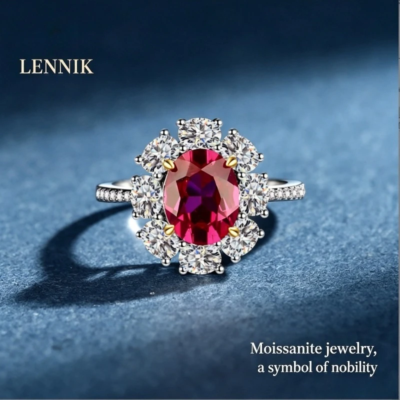 LENNIK S925 Silver Vintage Euro-American Egg Pigeon Egg Oval 3 Carat Red Corundum Sunflower Diamond Ring Ladies
LENNIK S925 Silver Vintage Euro-American Egg Pigeon Egg Oval 3 Carat Red Corundum Sunflower Diamond Ring Ladies
