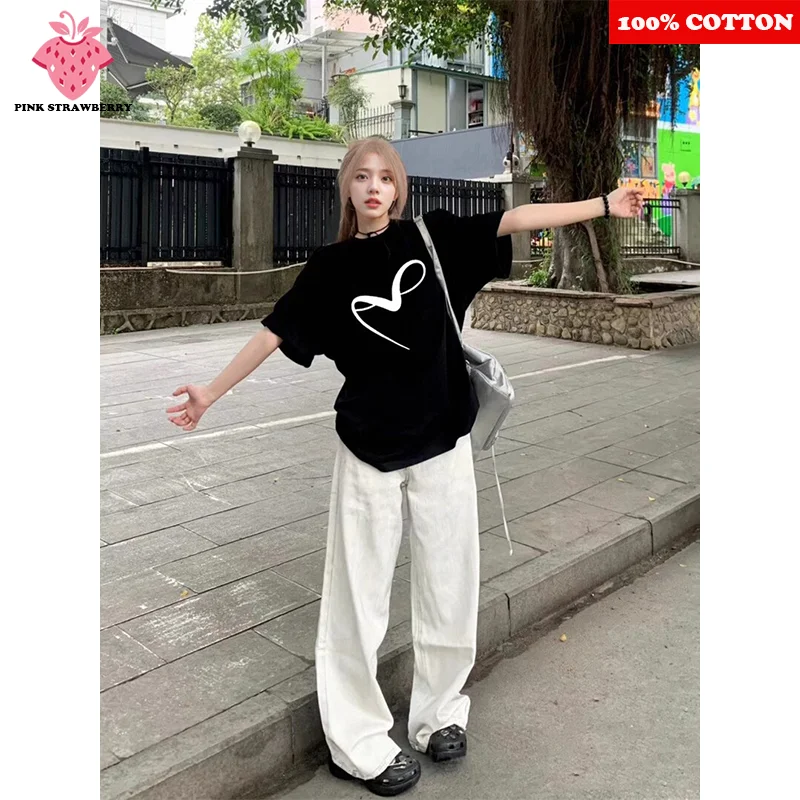 Heart line Print Black T-shirt Women's Summer 2025 New American Style short sleeves Personalized T-shirt Y2k Top female clothing
Heart line Print Black T-shirt Women's Summer 2025 New American Style short sleeves Personalized T-shirt Y2k Top female clothing